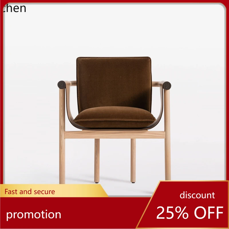 

HXL Minimalist Solid Wood Leather Art Dining Chair Saddle Book Chair Restaurant Back Chair Home Armchair