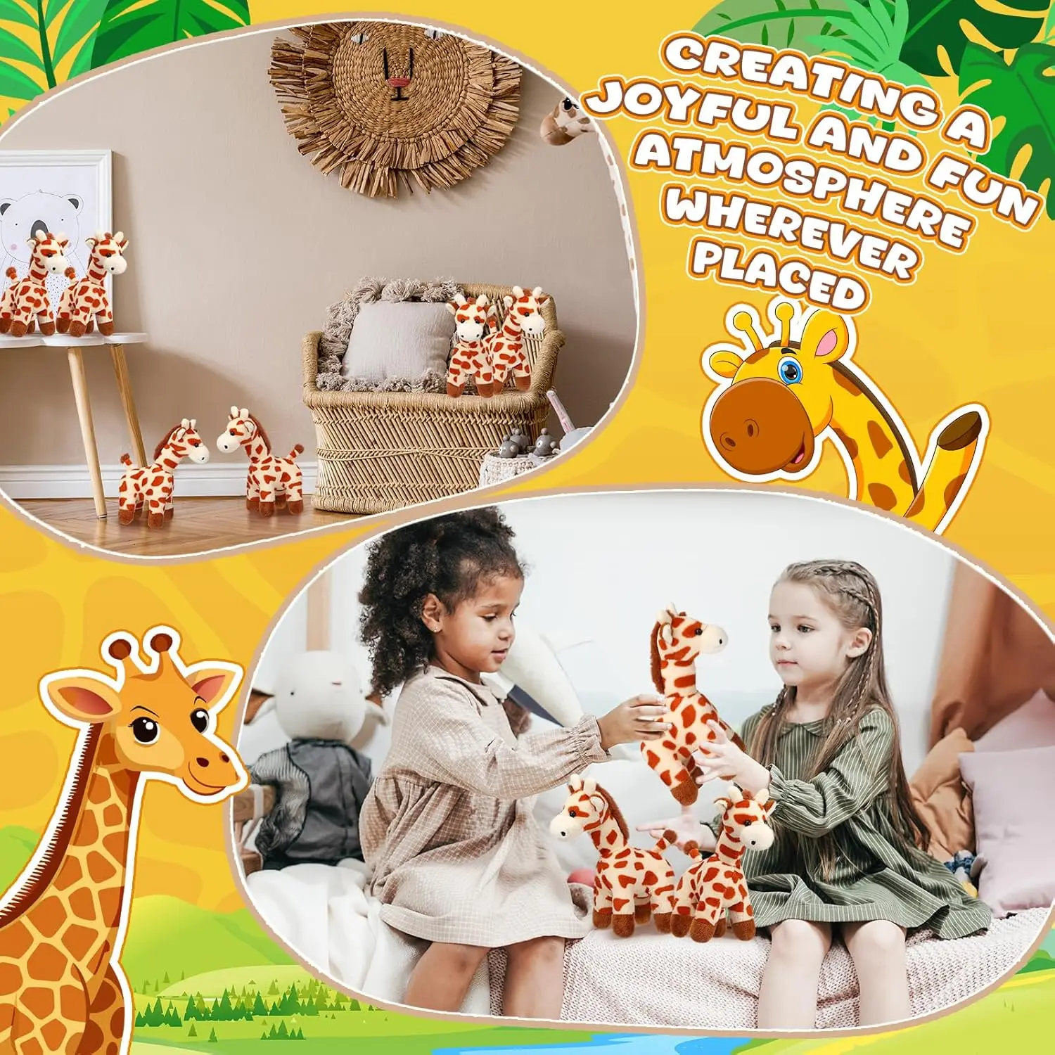 6/12個入り キリンのぬいぐるみ まとめ買い 6インチ キリンのぬいぐるみ サファリぬいぐるみ 動物園 野生動物 パーティーデコレーション クリスマスギフト