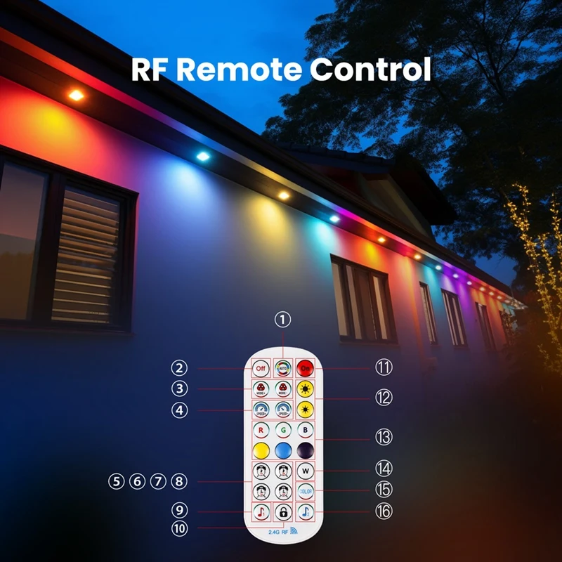 Tuya Wifi Smart Eaves String LED Light خارجي IP67 مقاوم للماء RGB Color RF للتحكم عن بعد لـ Alexa Google Home