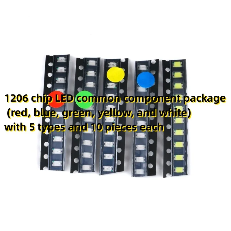 1206 chip LED common component package (red, blue, green, yellow, and white) with 5 types and 10 pieces each