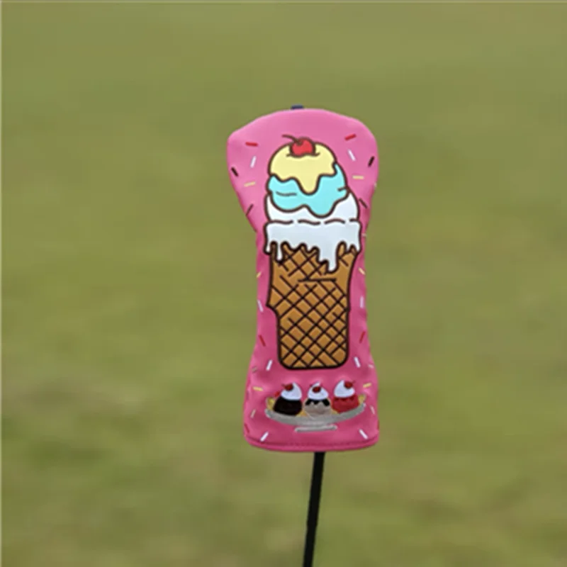 Cubierta de madera de Golf con diseño de helado, juego de protectores impermeables híbridos para Conductor de Fairway, cubiertas duraderas para