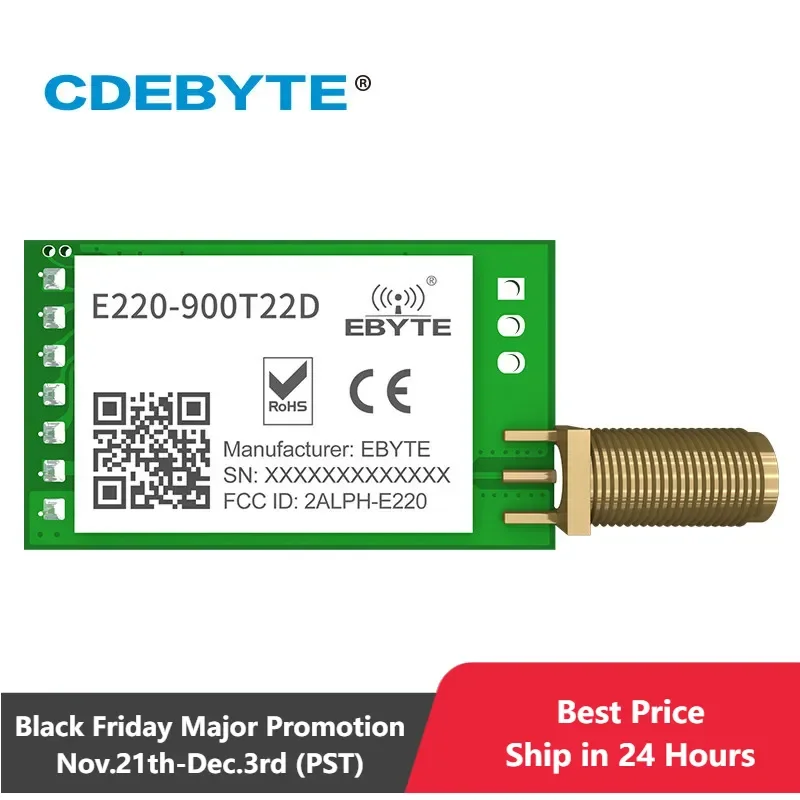 LoRa 868MHz 915MHz LLCC68 Wireless Module 22dBm Long Range 5km CDEBYTE E220-900T22D SMA-K UART RSSI Transmitter Receiver DIP