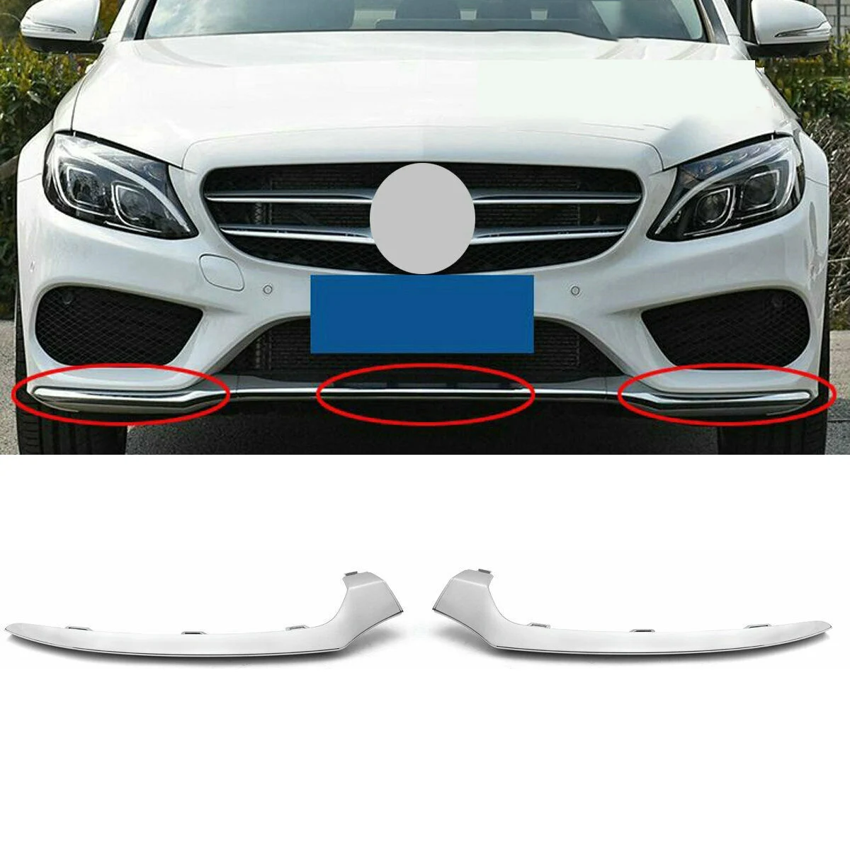 2Pcs Front Lower Bumper Chrome Trim Molding for Mercedes W205 C-Class 2015-2017 2058851374 2058851474