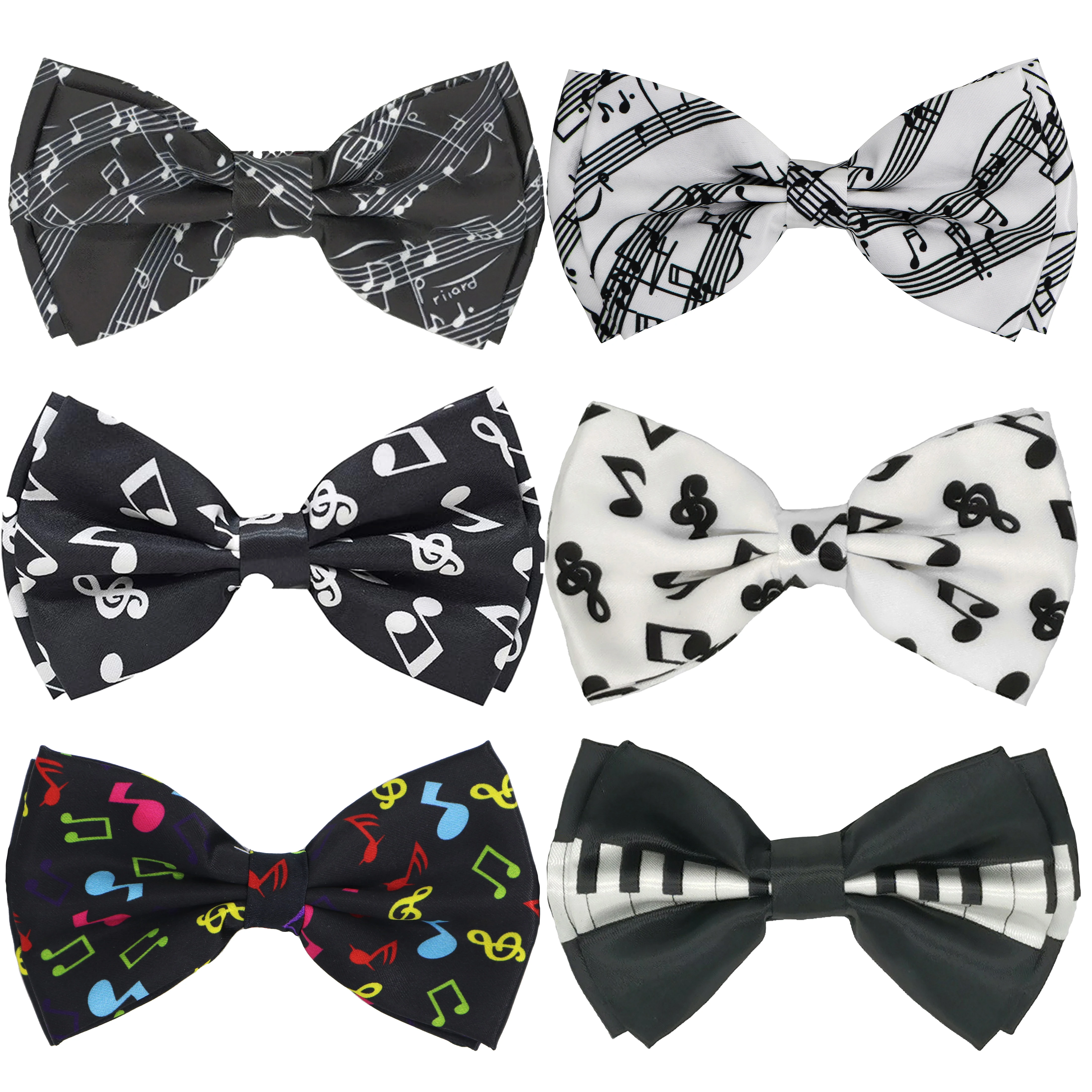 Fashion Elegant Music Symbol Bow Tie Black and White Piano Key Colorful Bow Tie Adult Handmade Bowtie for Wedding Party Stage