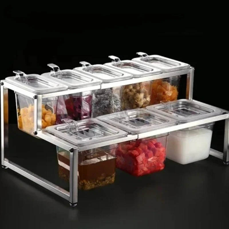 

stainless steel pot rack milk tea shop Restaurant jam box Food GN pan tray shelf seasoning commercial Chafing Buffet Pan