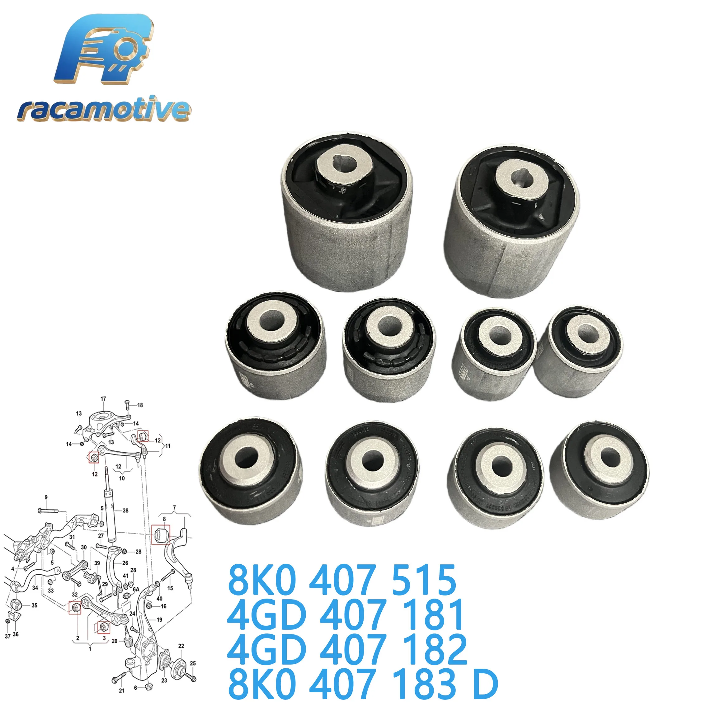 8K0407515 4GD407181 4GD407182 8K0407183D  for Audi A4/B8/A5/Q5/ A6/A7/A8/S4/S5 Front Suspension Control Arm Bushing Kit.