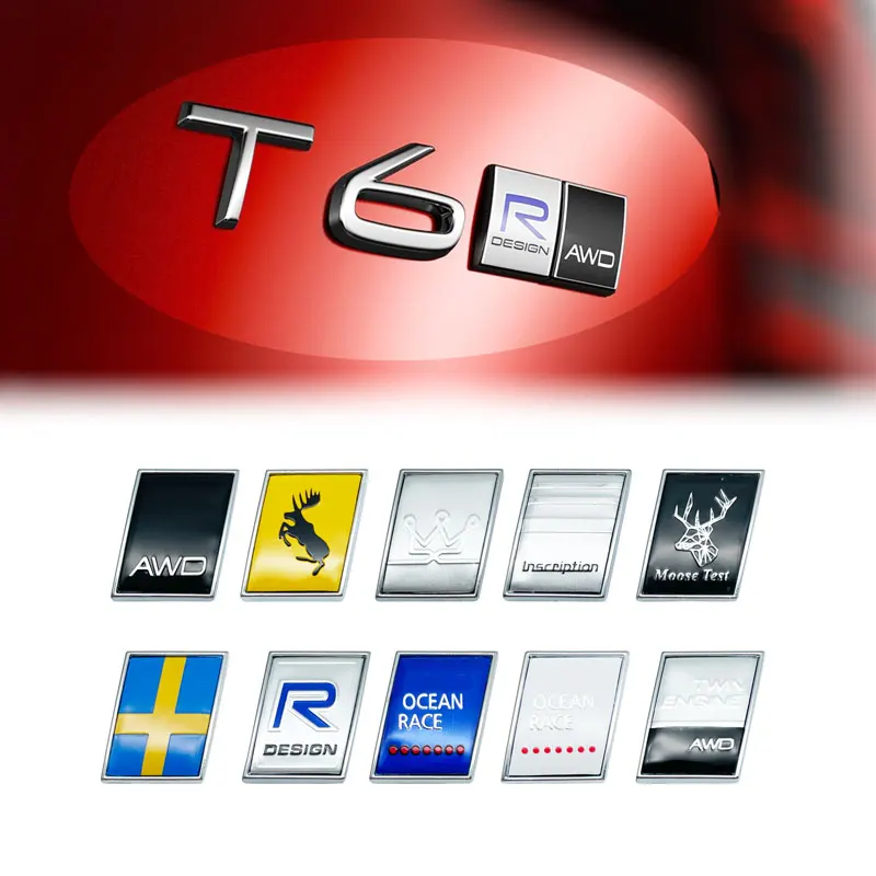 Car 3D Decor T5 T6 R Design AWD Emblem Sweden Flag Badge Small Metal Sticker For VOLVO V40 V50 V70 XC60 XC90 XC40 S40 S80 S70