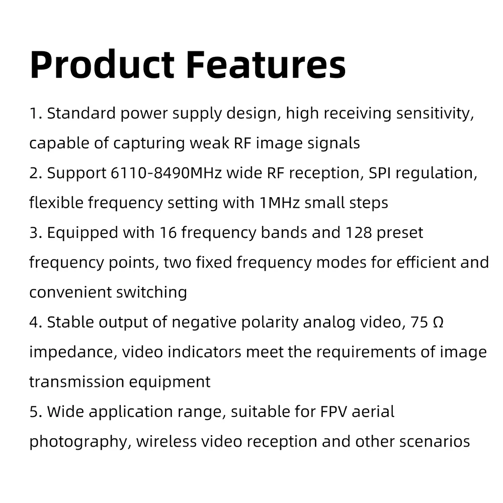 RX8500PRO SPI Drahtloses FPV-Empfängermodul 8.5G Hochempfindliche Analoge Videoübertragung 6110-8490MHz für Drohnenrennen – Detail 14