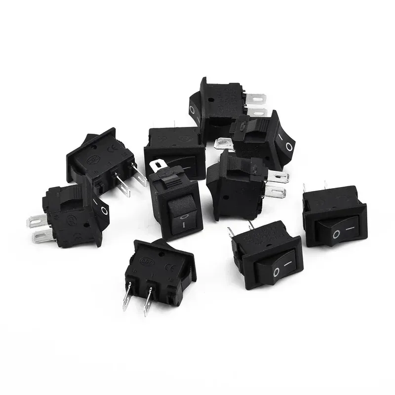 10/50/100 Pcs Auto Car Truck Boat Round Rocker 250V 3A 2-Pin ON/OFF Toggle SPST Switches Rocker Switch 10x15mm