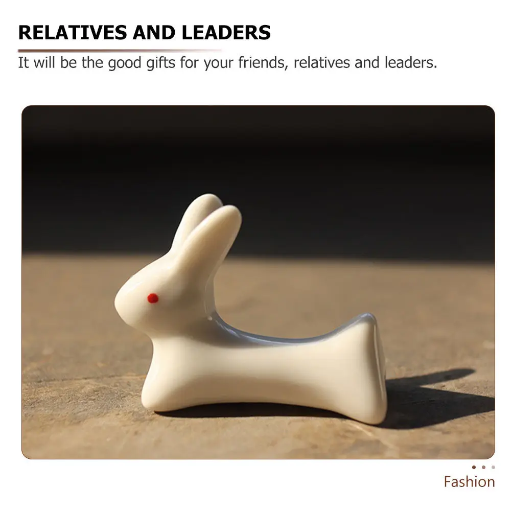 10Pcs Cartoon Rabbit Ceramic Chopsticks Rest Ink Brush Stand Tableware Holder Stylish Calligraphy Pen Rack for Painting Writing
