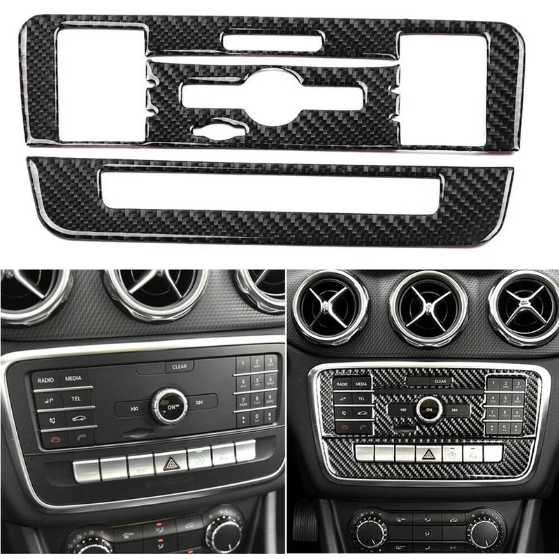 New-Carbon Fiber CD AC Console Control Panel Carbon Fiber Trim Hard Cover Frame For Mercedes-Benz A B Class CLA GLA Class