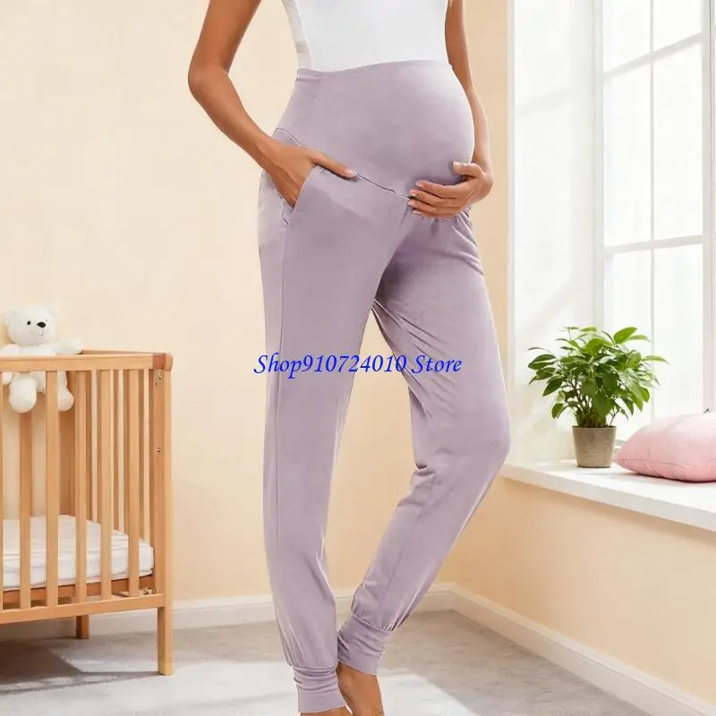 77HD سروال الحمل للتدريبات والملابس الكاجوال بنطلون تمرين الأمومة #5