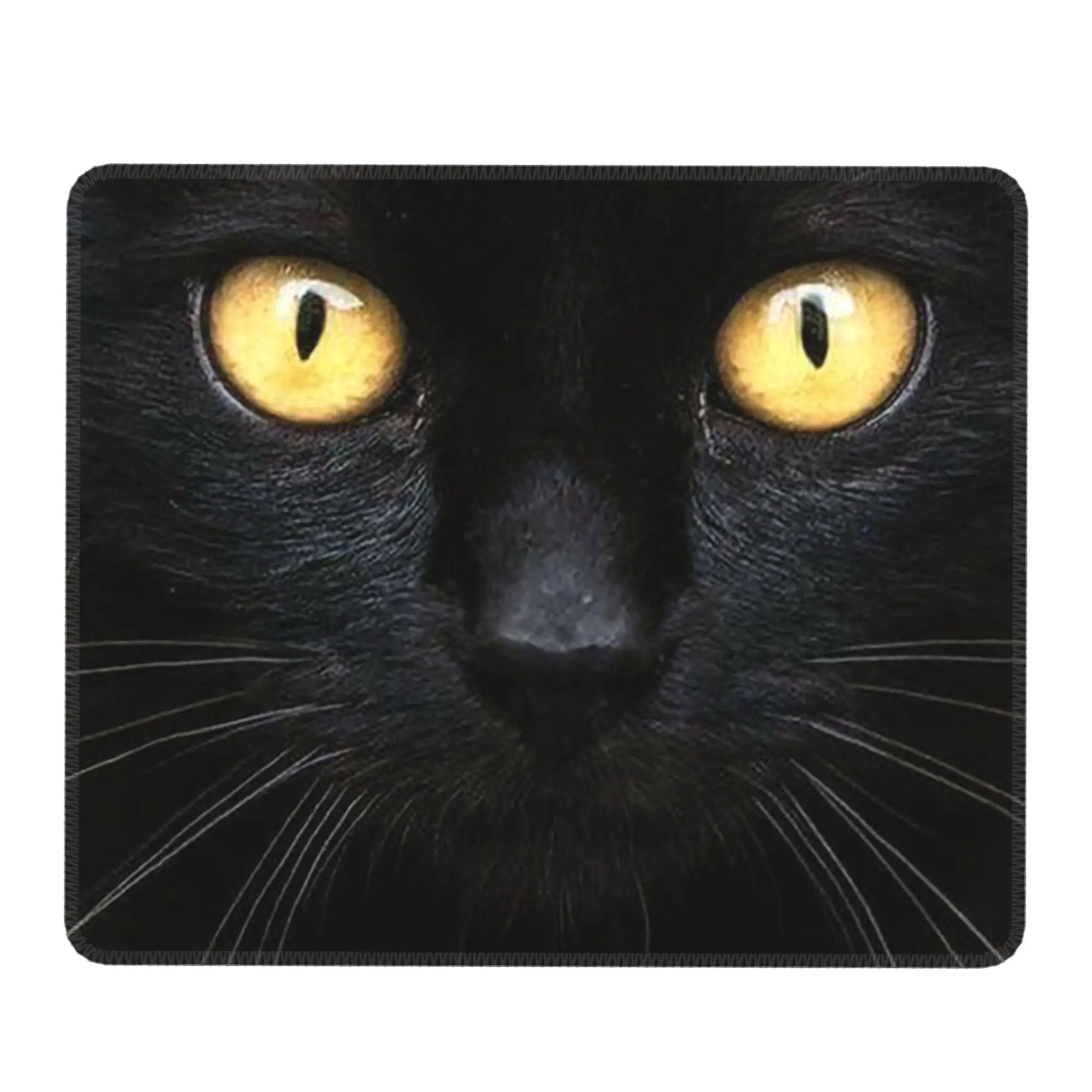 Black Cat Face And Yellow Eyes Mouse Pad Computer Keyboard Mouse Mat Gaming PC Laptop Desk Mat Office Table Mats