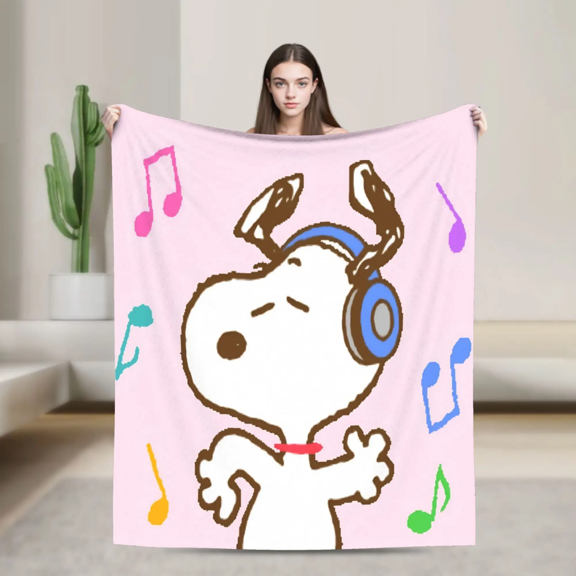 Cartoon Cute S-Snoopys Blankets Music Plush Novelty Soft Throw Blanket for Home Restaurant  Winter