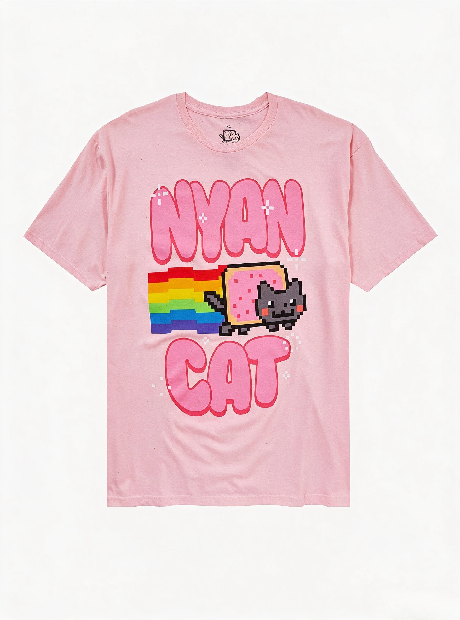 Nyan Cat Retro Pixel Graphic T Shirt Rainbow Pop Tart Cat Short Sleeve Tee Unisex Internet Meme Casual Fan Tops