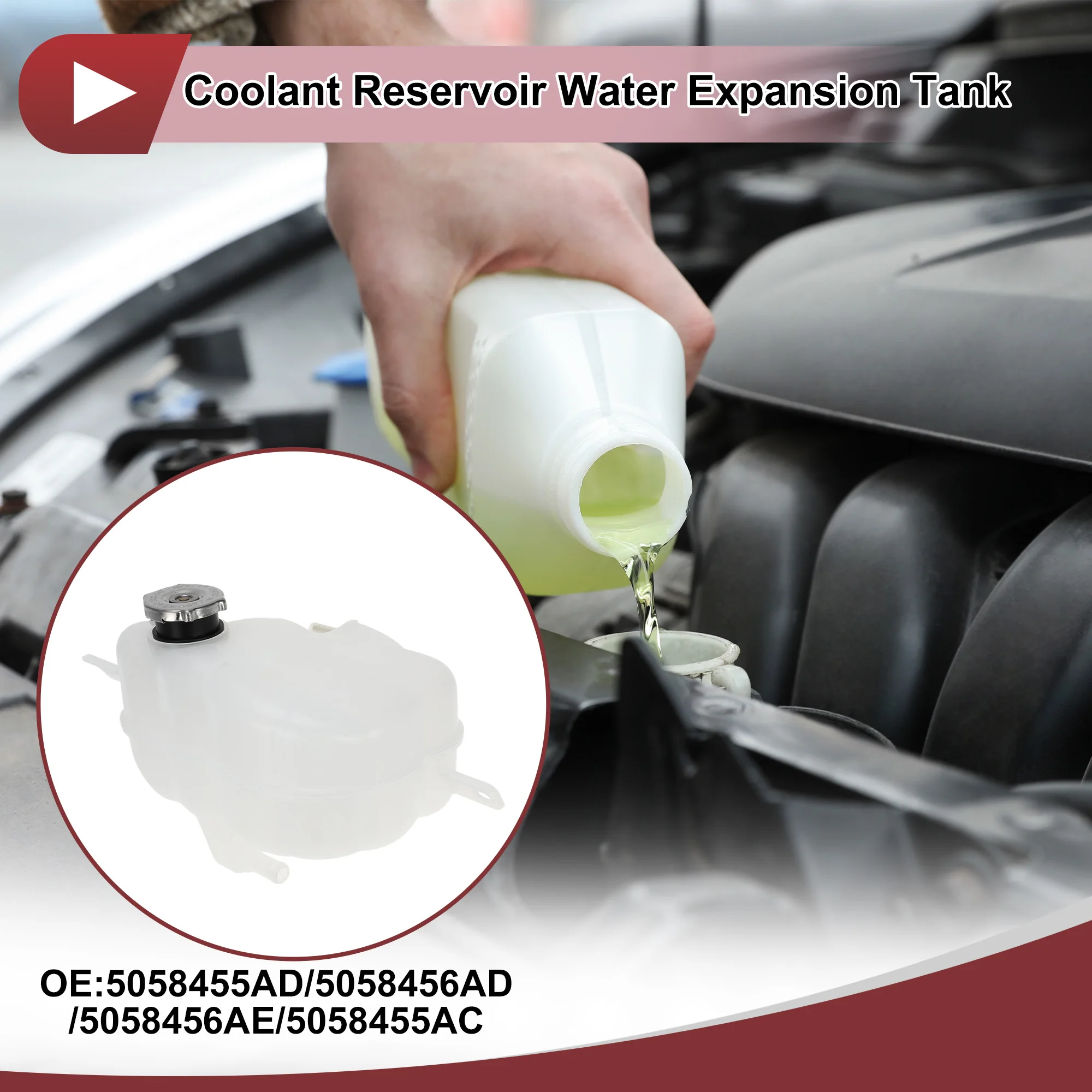 UXCELL 1 Set Serbatoio di Espansione Dell'acqua Del Liquido di Raffreddamento Del Motore per Dodge Journey 2009-2020 2.4L Radiatore Del Liquido di Raffreddamento No.5058455AD