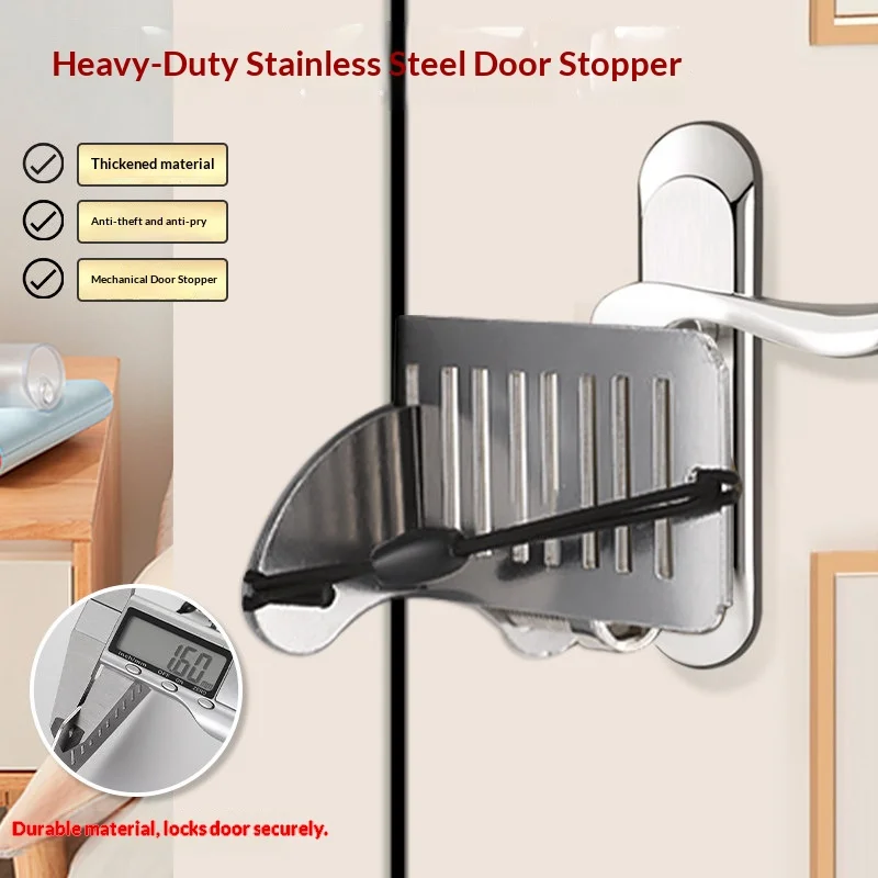 Stainless Steel Door Stop Lock Anti Theft Door Blocker Travel Hotel Safety Door Security Locker Anti Prying Door Stopper