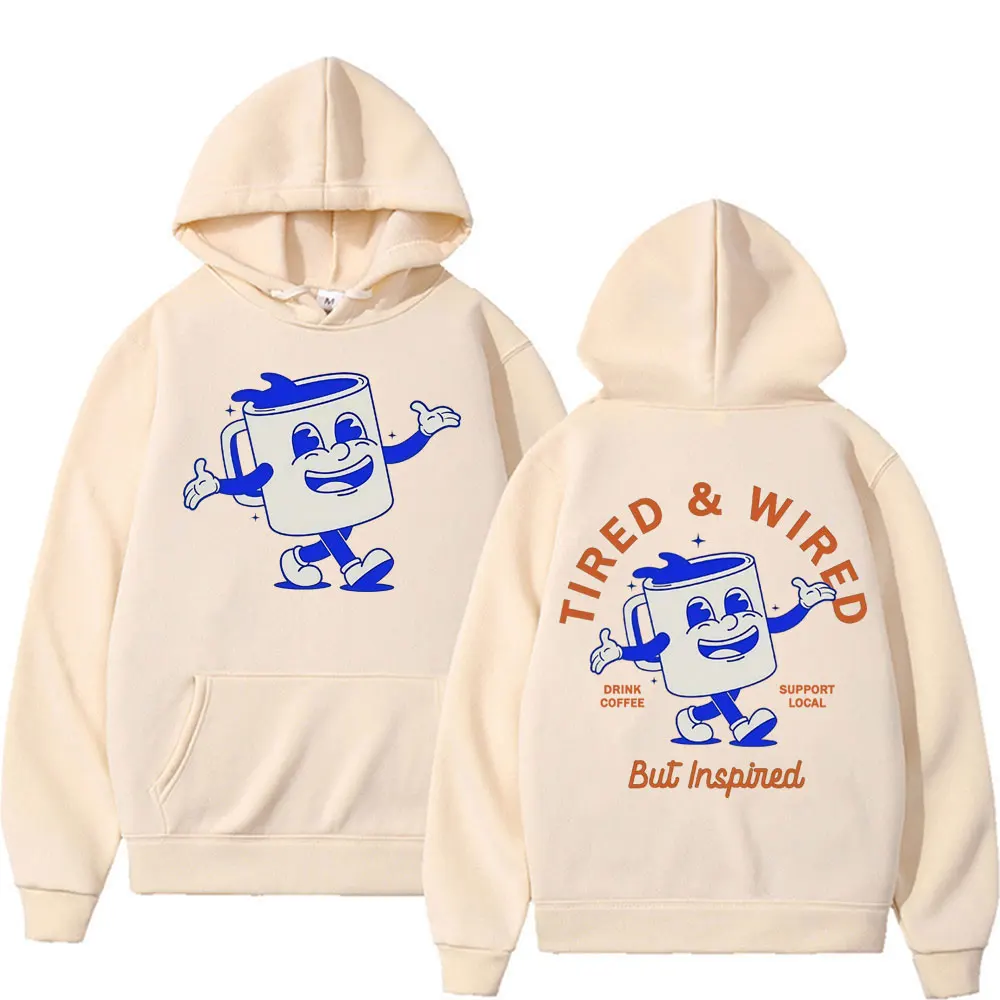 مضحك Tireo والسلكية شرب القهوة ميمي البلوز الرجال النساء الملابس موضة Kawaii لطيف المتضخم هوديي موضة خمر هوديس #5