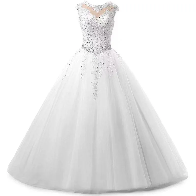 

Hot Selling Cheap White Quinceanera Dresses Ball Gown Beaded Sequined Appliqued Lace Up Sweet 16 Prom Party Gown Vestido 15 Anos