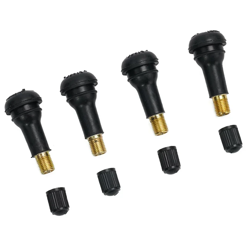 4X TR413 Tubeless Car Wheel Tire Valve Stems With Caps Tyre Rubber Valves With Dust Caps Wheels Tires Parts