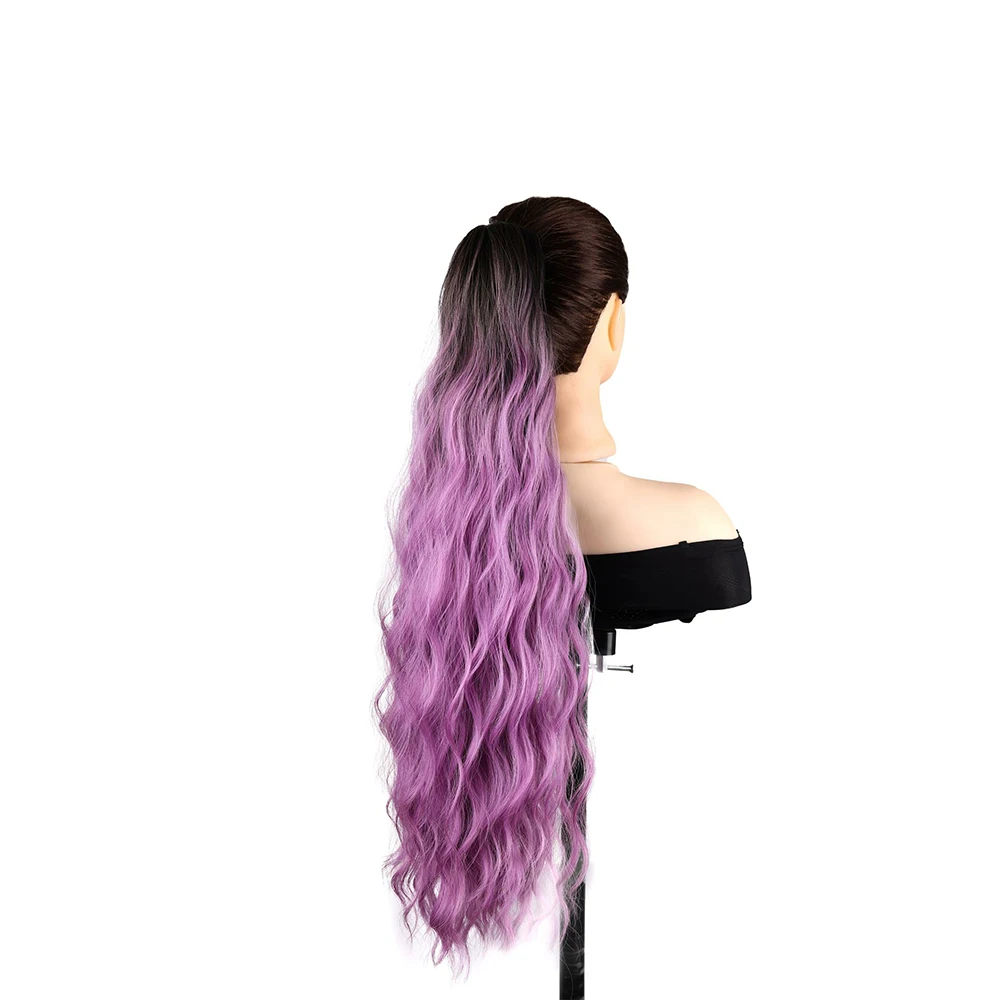 Extension de cheveux longue vague d'eau pour femme, pince à griffe, queue de cheval bouclée moelleuse, postiche ombrée, cosplay, accessoire de fête, 24 po