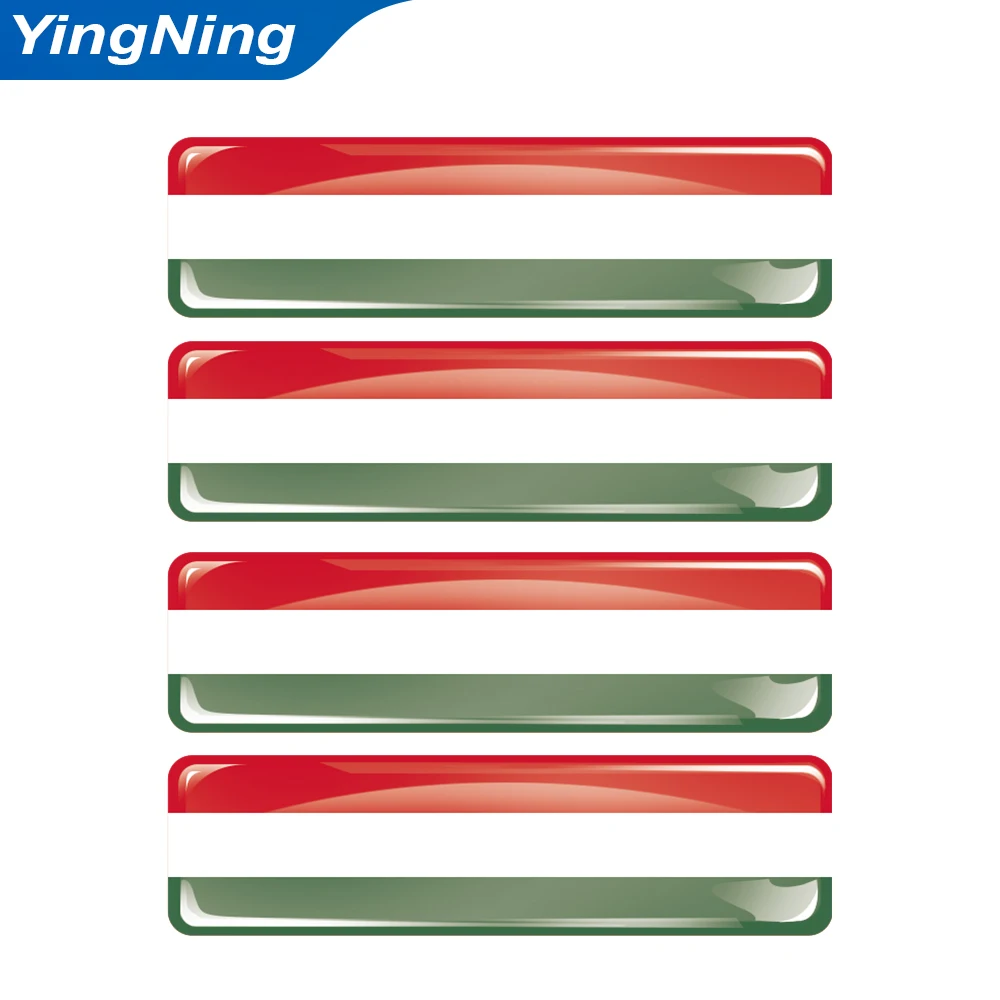 4Pcs Hungary Flag Car Sticker 3D Epoxy Resin Decal Reflective Hungarian National Flag Stripe for Auto Door Trunk Decoration