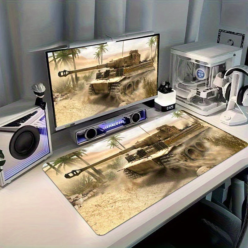 

Большой коврик для мыши с рисунком резервуара войны, резиновый противоскользящий коврик для компьютера, ноутбука, настольного компьютера, утолщенная клавиатура, аксессуары для ПК, дизайн с замком по краям