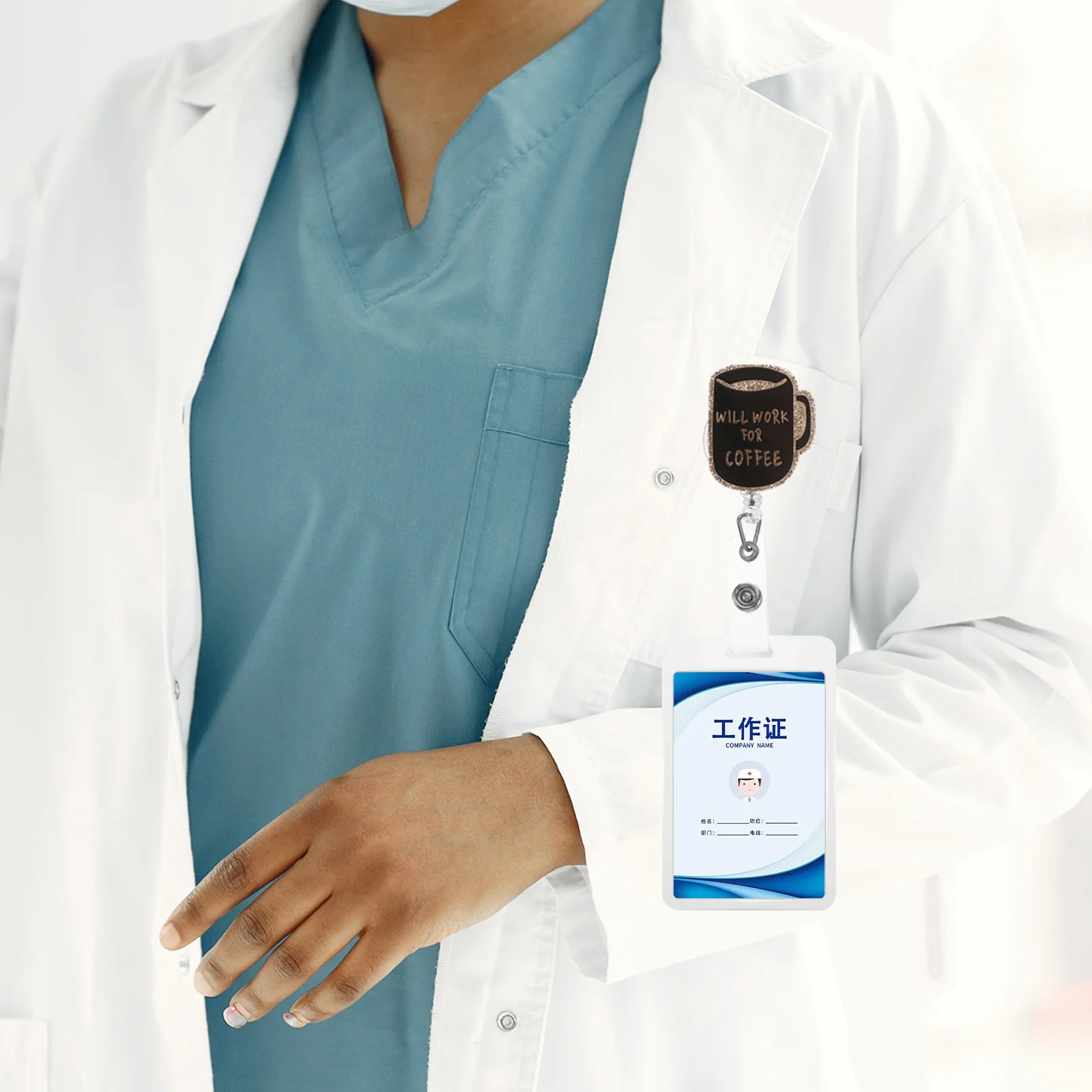 

Rotatable Retractable Badge Reel Acrylic Badge Clip Holder for Nurses Students Teachers Volunteers Employees