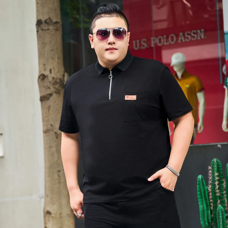 Men Plus Size Summer Short sleeved T Shirt Neck Casual Cotton Fashion Breathable Elastic Youth Fashion 6xl 7xl 145kg