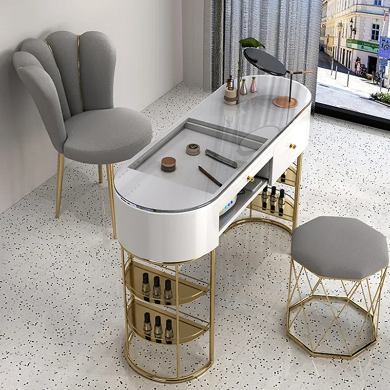 لوازم الأدراج ملصقات طاولة الأظافر تصميم الشمال فراغ طاولة الأظافر المعدات البيضاء خدمة Scrivania Per Unghie أثاث المنزل