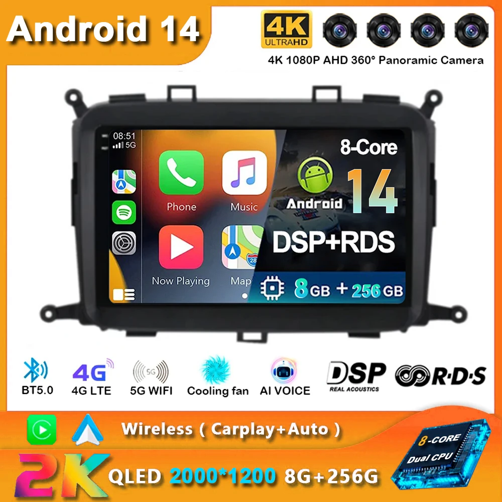 

Android 14 Car Radio For KIA Carens 2013 - 2018 No 2din Multimedia Wireless Carplay Auto Video RDS SWC Navigation GPS 4G BT DSP