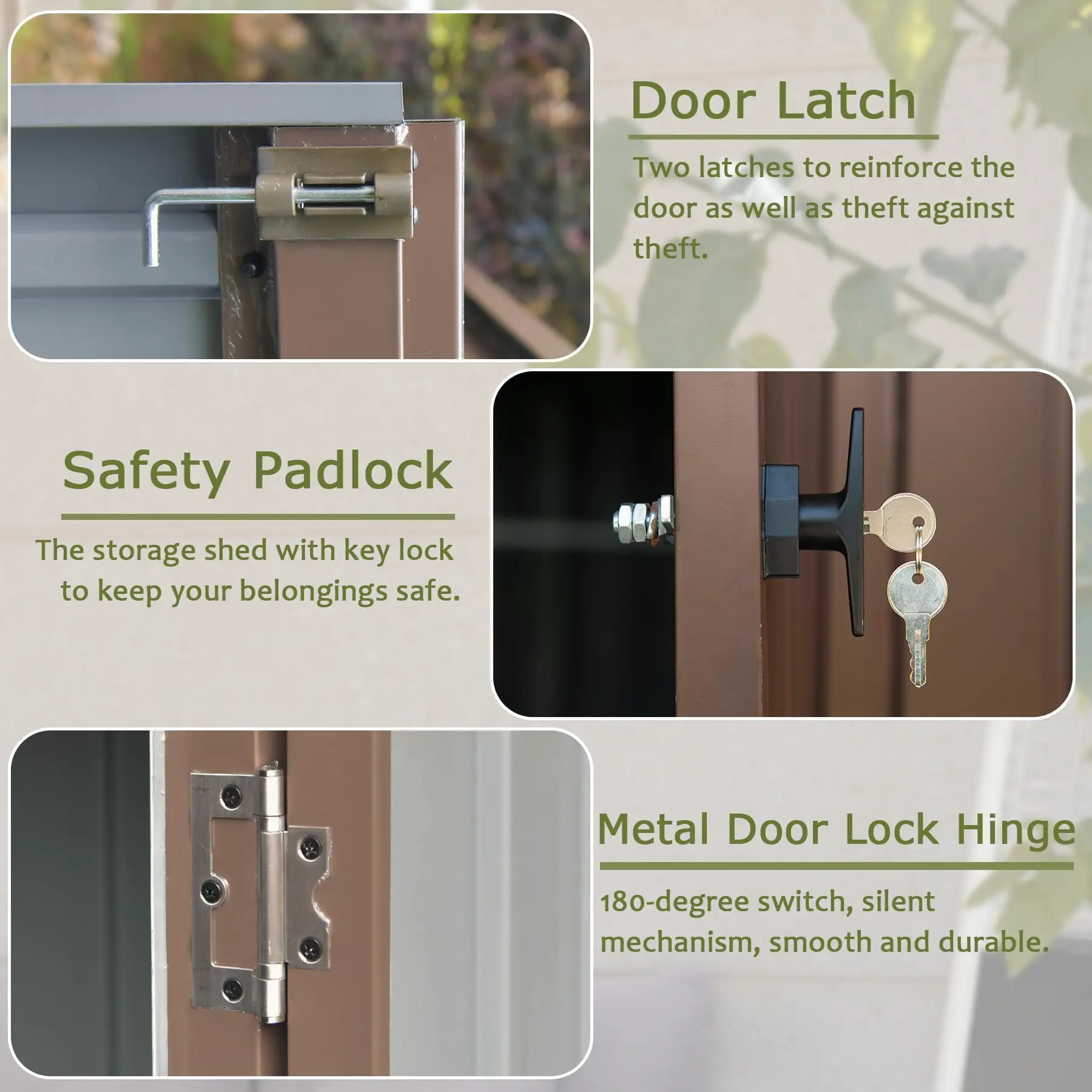 سقيفة أدوات معدنية خارجية مقاس 6 × 4 أقدام مع باب مزدوج قابل للقفل سقيفة دراجة كبيرة مقاومة للماء للحديقة والفناء الخلفي والحديقة