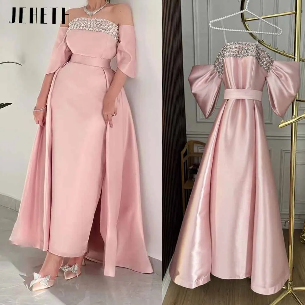 JEHETH Luxury Strapless Evening Dresses Off Shoulder Cocktail Gowns Ankle Length Prom Dresses Saudi Arabia Women\'s Formal Dress