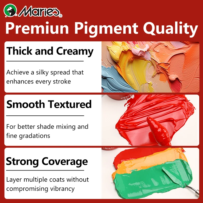 Marie's 5 Bottles Acrylic Paint Set 100ml/3.38oz, High Quality Blue Pigments Kit for Artists,Beginners,Kids,Back to School Use