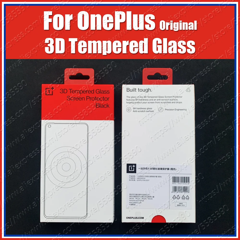 3D Arc Edge AF Oil Official Original OnePlus 9 Screen Protector Tempered Glass Black Glue Version