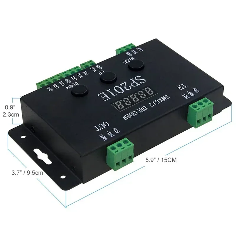 SP201E DMX512 Decoder DC 5-24V DMX Converter Controller DMX512/1990 to SPI Addressable Use for WS2811/WS2812B/WS2813/SK6812