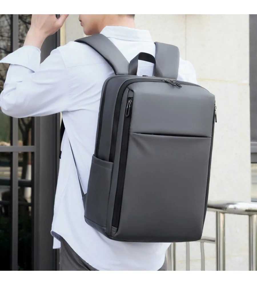 

Slim men's business laptop backpack with USB charging anti-splash wear-resistant multi-pocket schoolbag for daily commuting