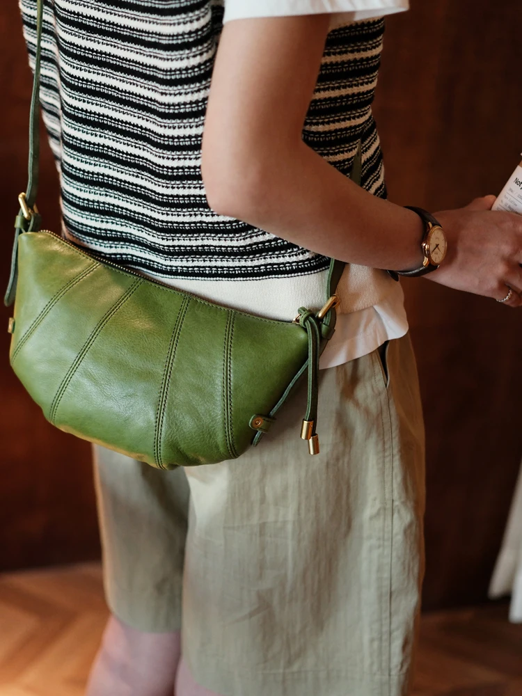 

Fashion vintage luxury genuine leather stitching ladies' small shoulder bag casual daily light handmade women's crossbody bag