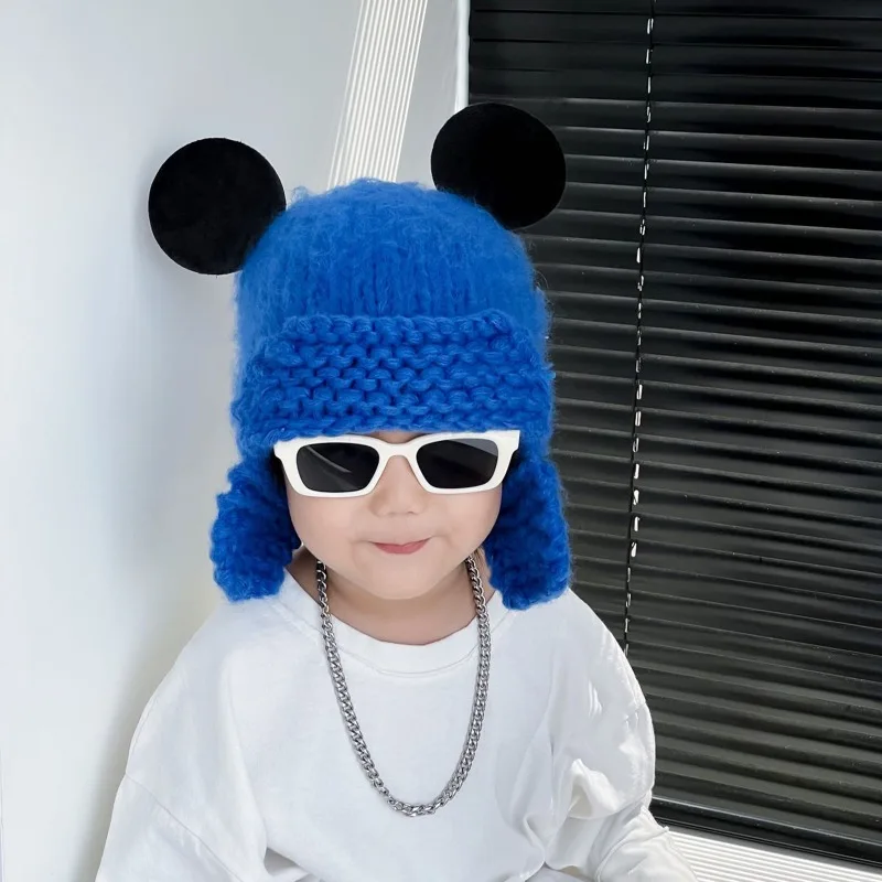 Disney Mickey Mouse Beanies Cartoon Anime Knitted Hats Autumn Winter Baby Soft Windproof Warm Caps Children Cute Earmuffs Gift