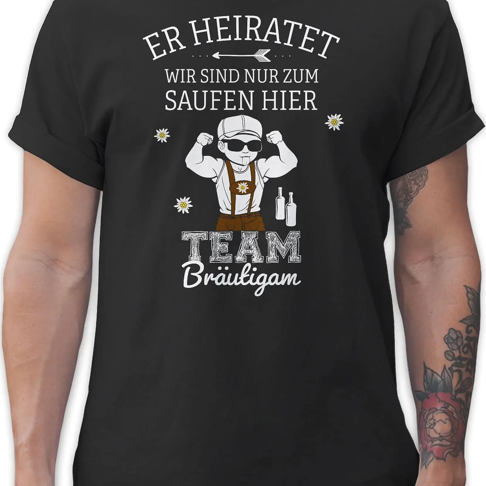 T Shirtracer Shirt Herren JGA Junggesellenabschied Männer Er heiratet Team Bräutigam wir sind nur zum Saufen Hier vintage