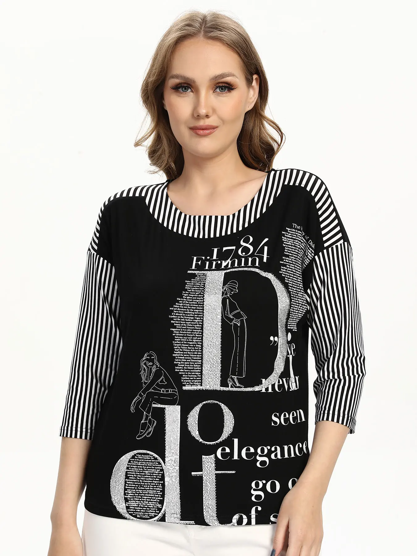 

Women Plus Size Knitted Spring And Summer T-Shirt