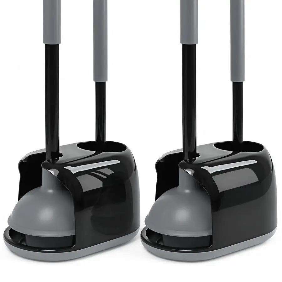 

Bowl Brush and Plunger Set with Toilet Cleaner Brushes and Heavy Duty Plunger Long Handle for Essential Bathroom Scrubber Cleani