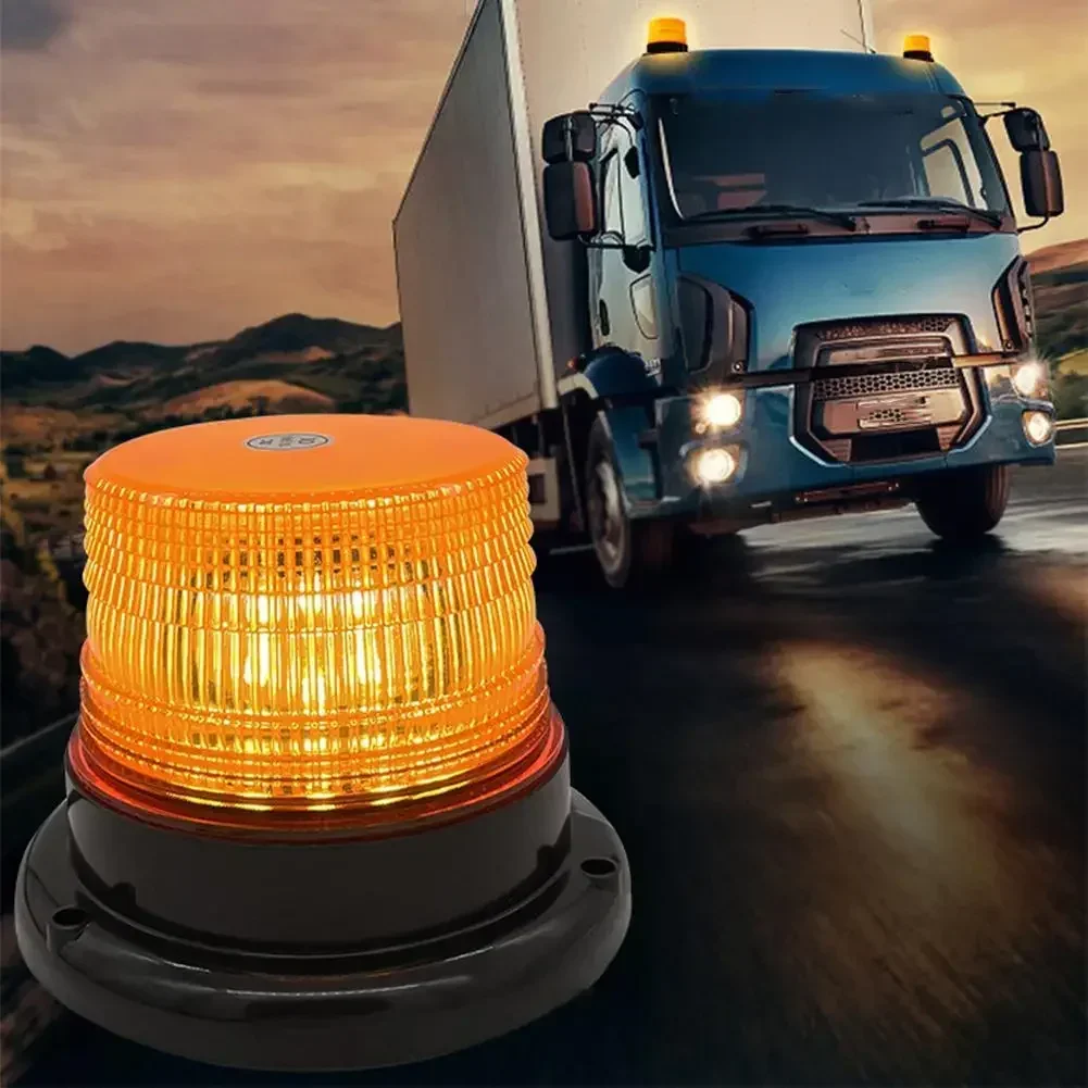 LED Car Strobe Light, Emergency Rotating Beacon Light for Traffic Indication, Orange Blue Red Flash Warning Light for Vehicles