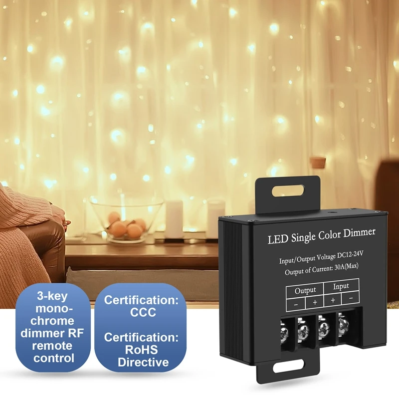 Imagem -05 - Single Channel Led Controlador Dimmer com Controle Remoto Key sem Fio Rgb 5050 3528 Led Strip Light 30a