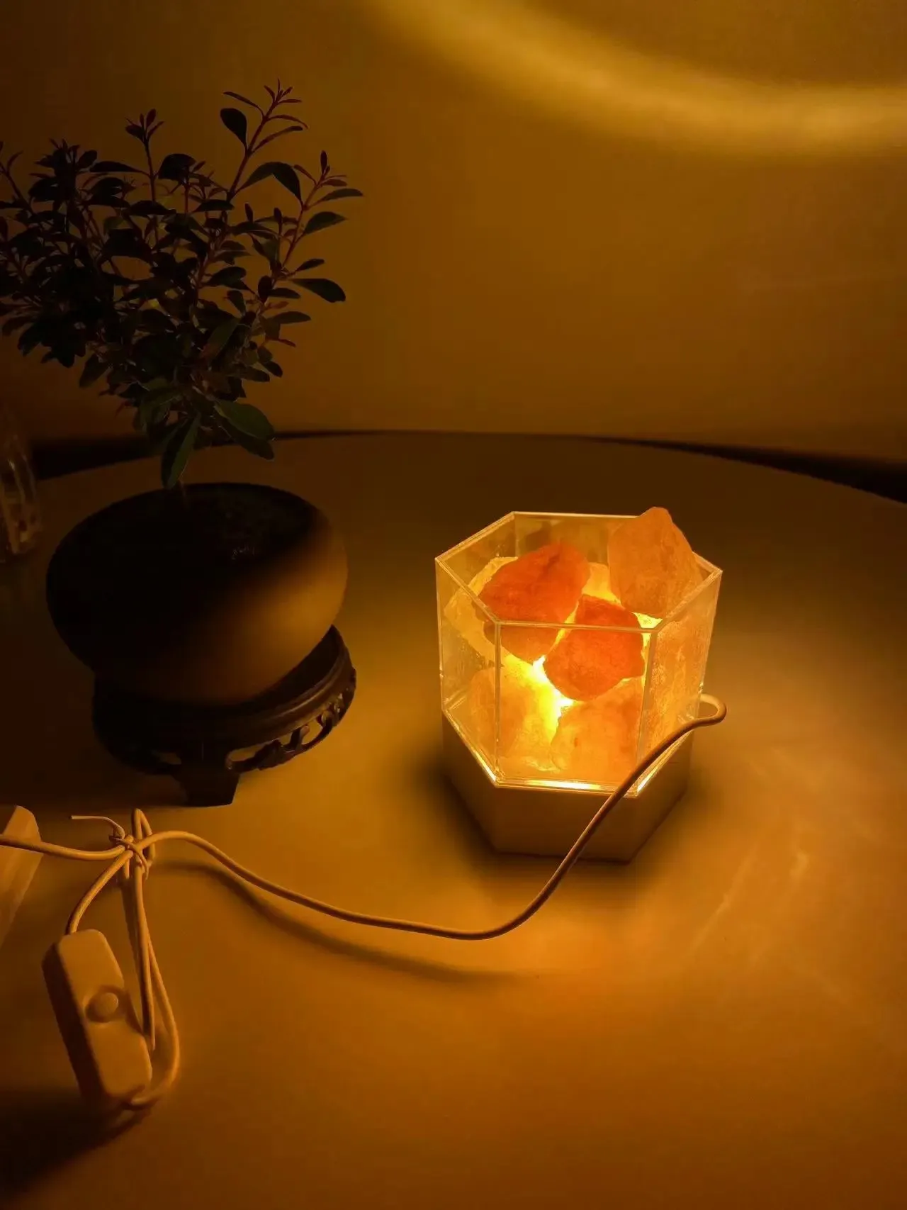 D5 LED Natural Himalayan Crystal Salt Lamp Rock Salt Night Lamp Table Lava Lamp USB Plug Meditation Home Room Bedroom Decoration