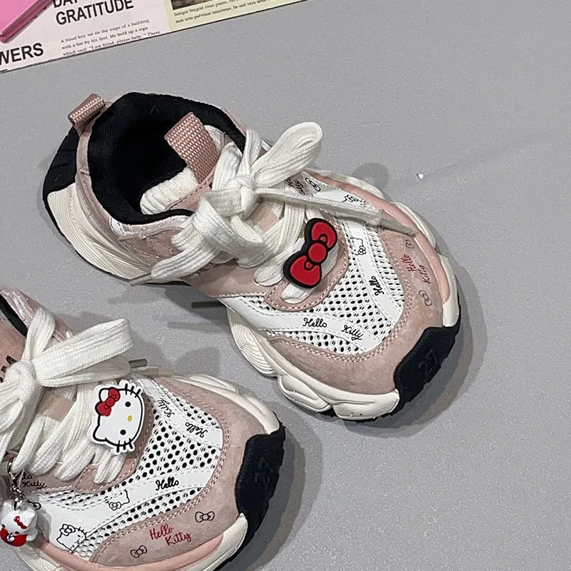 Sweet Hello Kitty Anime Kawaii Sanrio Casual Fashion Sneakers Cute Comfortable Mesh Sports Shoes Lovely Gifts for Girls