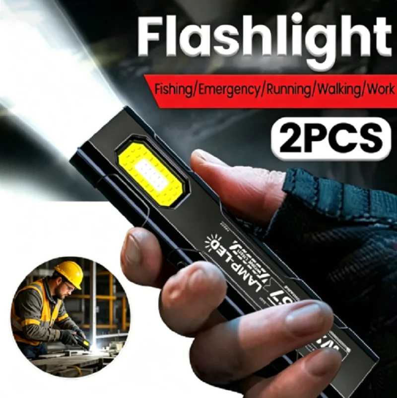 Portable LED Light USB Rechargeable Work Flashlight Magnetic Lantern Hanging Lamp with Built-in Battery Outdoors Camping Torch