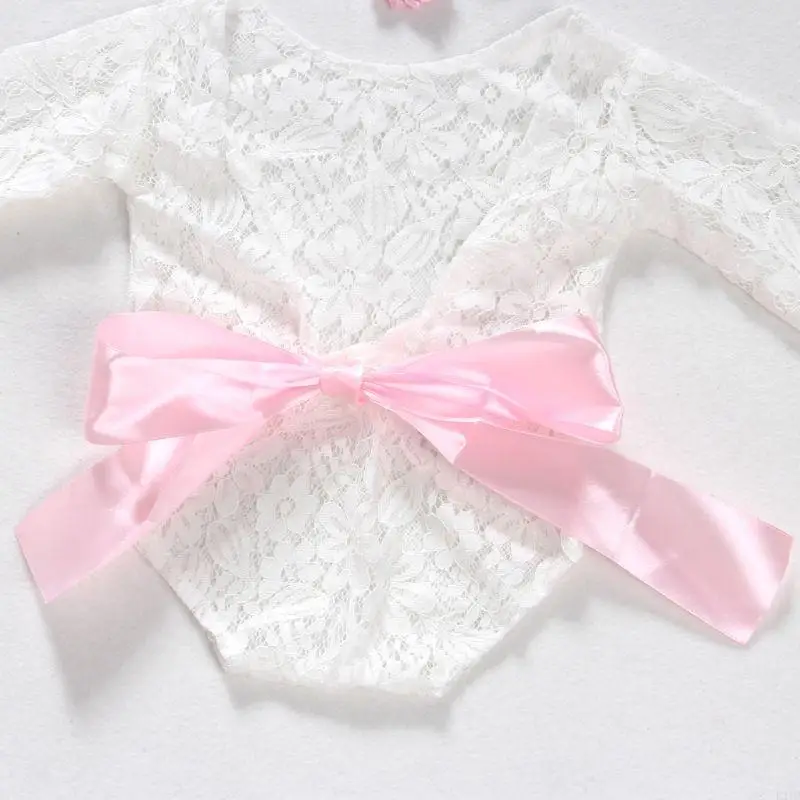 

Кружевной комбинезон с повязкой на голову, комплект для фотосъемки новорожденных, боди для младенцев P31B