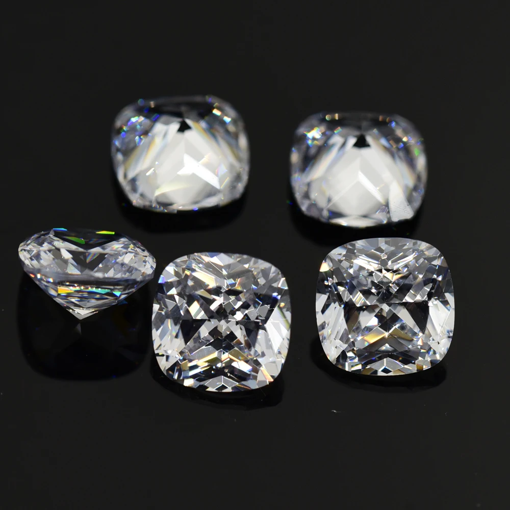 3x3~15x15mm 7A White Cushion Cut Shape Princess Cut CZ Stone Synthetic Gems Cubic Zirconia For Jewelry