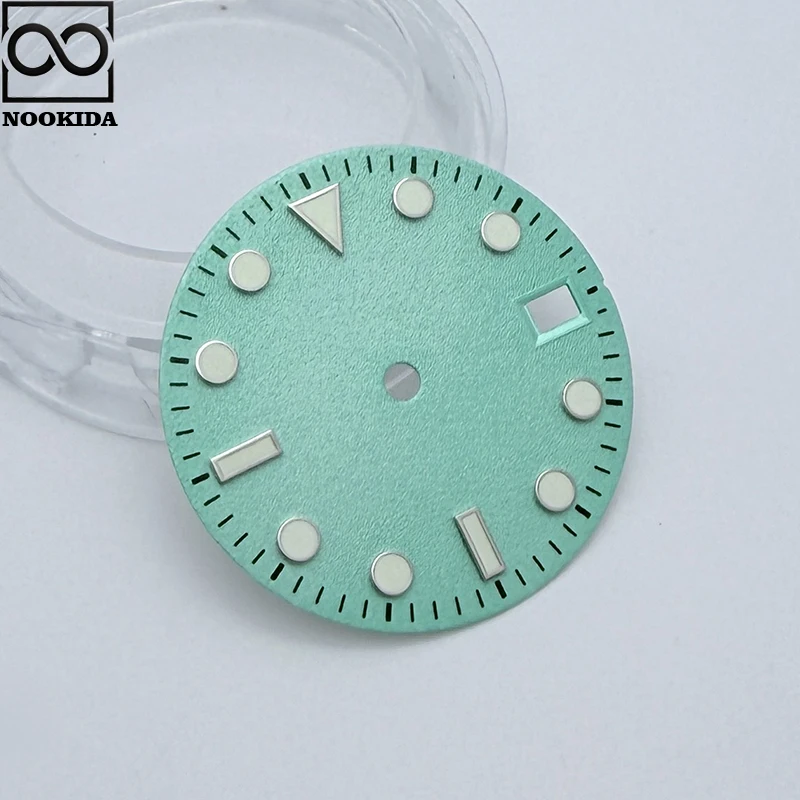 NOOKIDA 28.5mm Frosted Green Luminous Dial Modified Watch Accessories Men's Watch Faces for Japanese NH35/NH36/4R/7S Movement